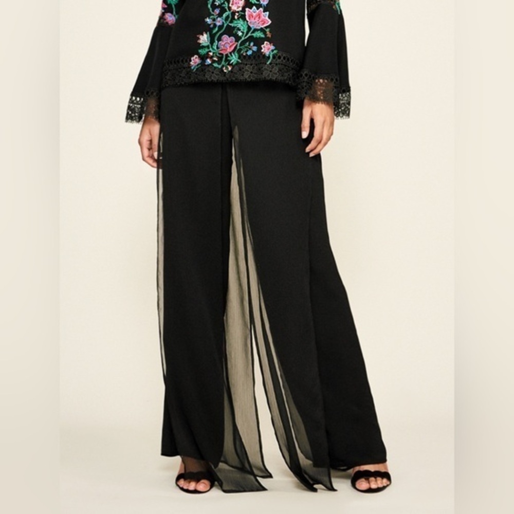 Tadashi Shoji SEATON CHIFFON PANEL PANT 10